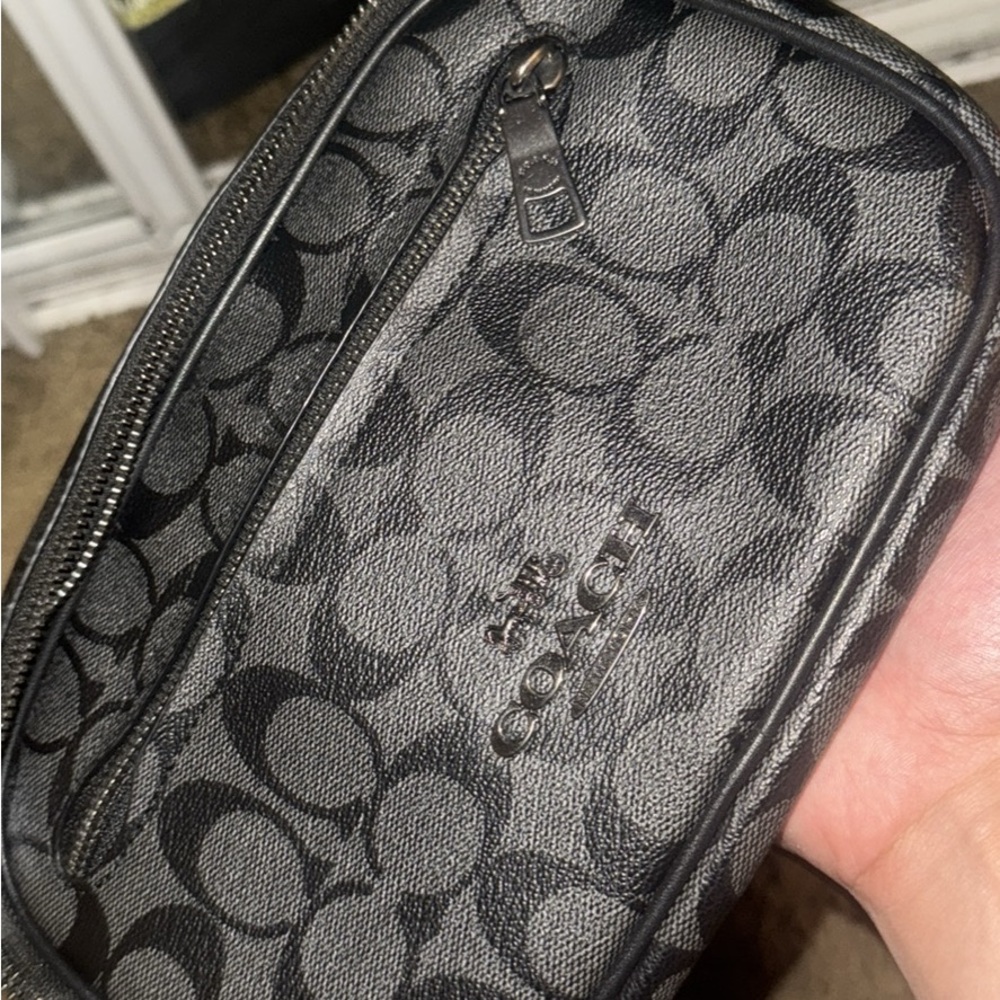 Coach Black Belt Bag with Signature Monogram